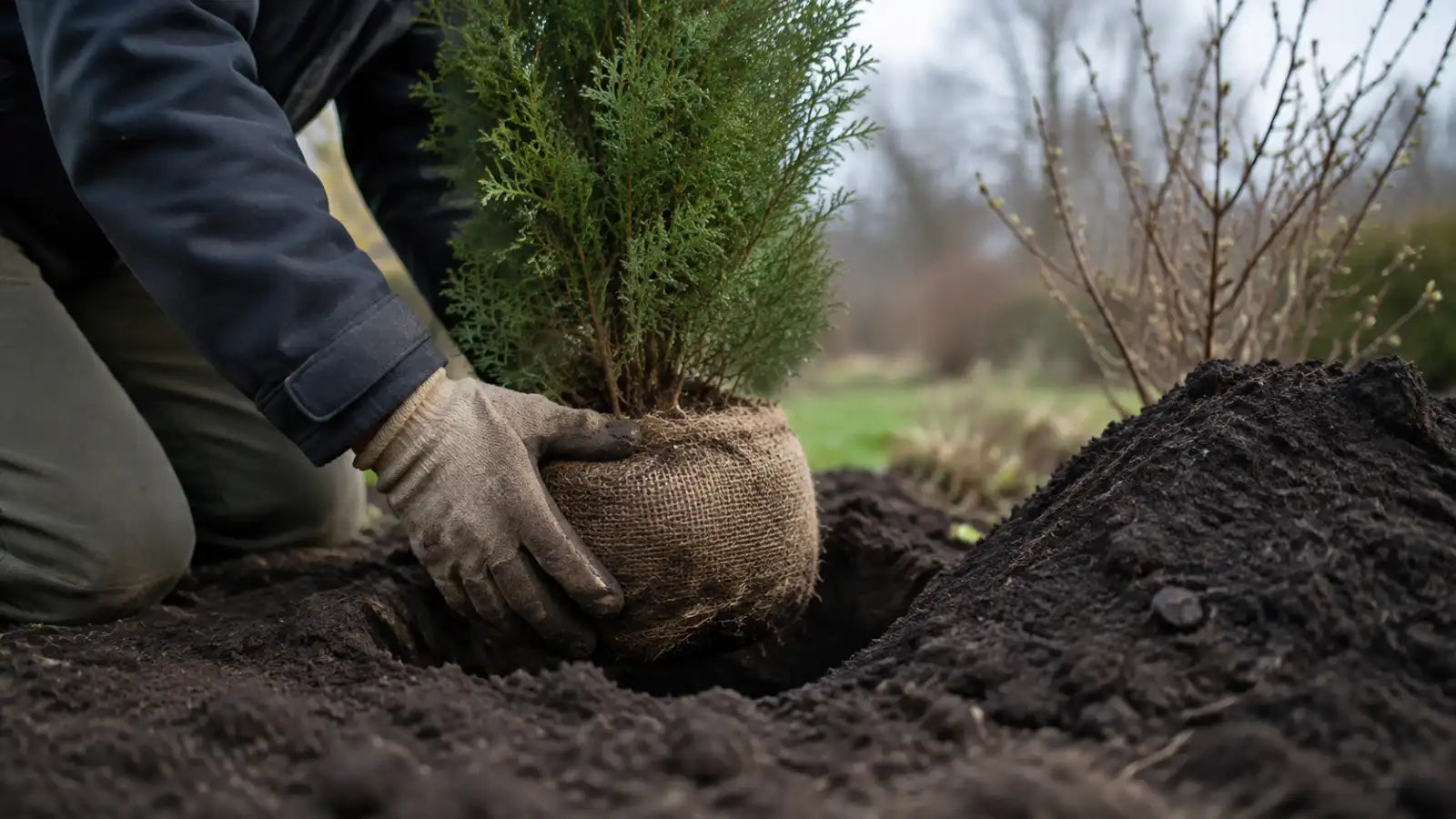 Plantering av thuja i jorden under tidig vår